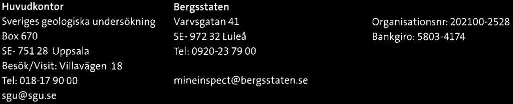 I s 3 BERGSSTATEN Huvudkontor Sveriges