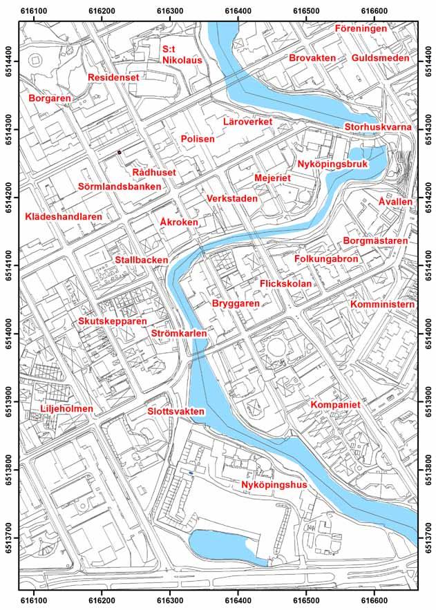 Bilagor Bilaga 1 N N Utdrag ur Nyköpings primärkarta med kvartersnamn inom Nyköping