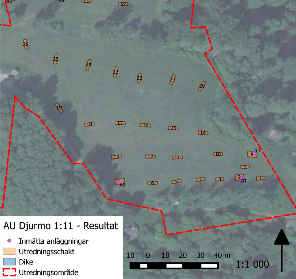 Illustration 7. Resultatkarta över sydöstra delen av utredningsområdet.