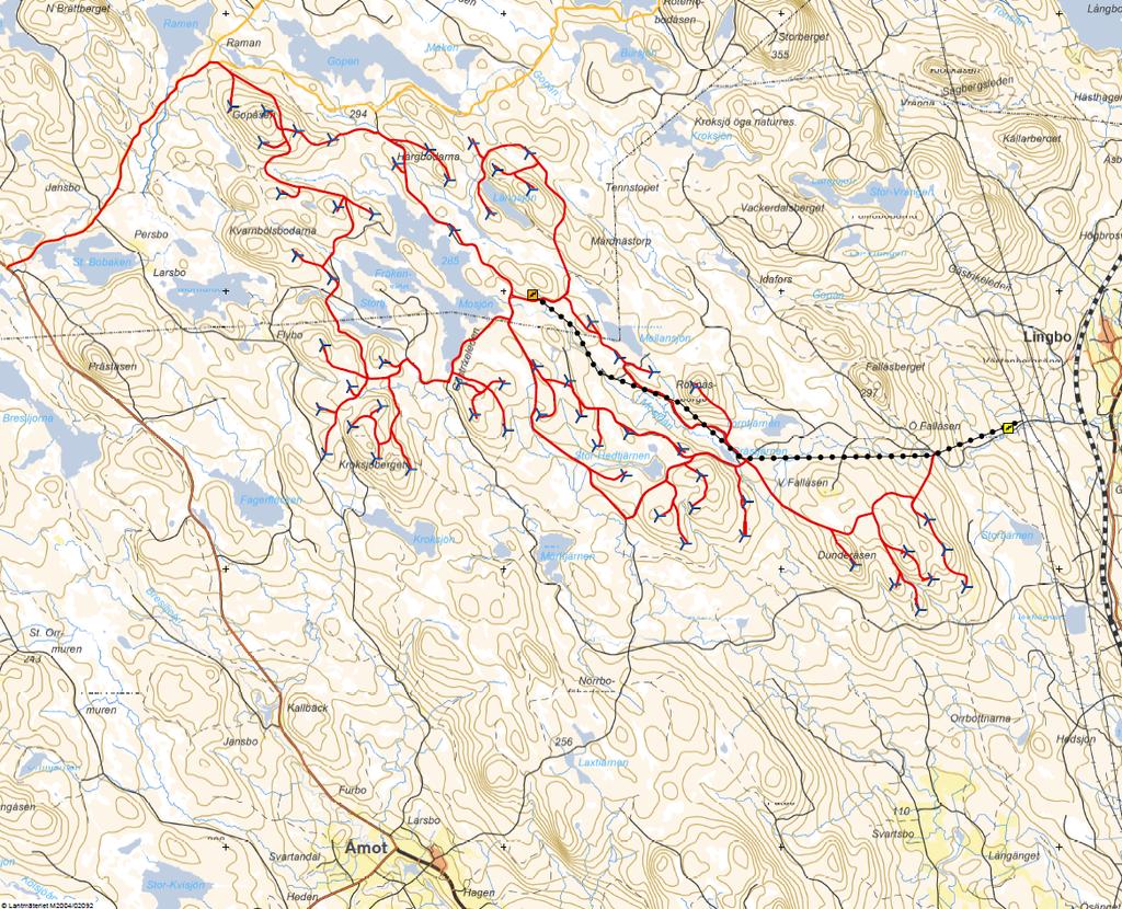 PROJEKTBESKRIVNING ÅMOT-LINGBO 3/6 Platsen Projektet ligger i Ockelbo och Bollnäs kommuner i Gävleborgs län. Närmaste samlade bebyggelse finns i Lingbo, öster om området samt Åmot i söder.