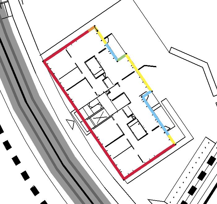 2016-08-19 rev 2016-09-28, sid 14 (28) 7.3 Hus D På tre sidor överskrider den ekvivalenta ljudnivån riktvärdet 55 dba, grundkravet för buller från vägtrafik vid fasad. Avsteg måste göras.