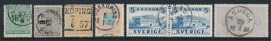 3a1) Intyg HOW (1989) Ovanlig Gott exemplar med en svår fyrkantsstämpel Lands(krona) 18xx, använd endast till slutet 1855, 24 Skilling (F.5b) Intyg HOW (1987) 1 kort tand, liten åldersfläck.