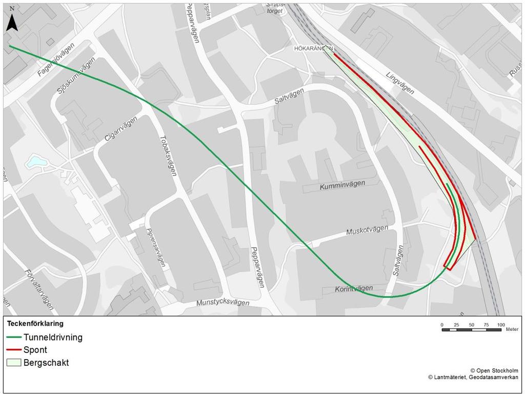 3 Förutsättningar Produktionsplanering Arbetsmoment, tider och ytor visas översiktligt i Tabell 2 och Figur 3. Tabell 2 Bullrande moment och tider per arbetsområde (Ref.1).