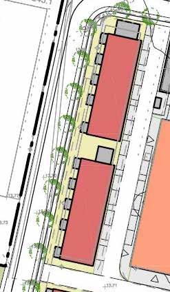 Flerbostadshus 60 lägenheter fördelade på fyra flerbostadshus planeras inom området, men planen tillåter även användningen centrumändamål.