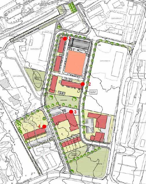Konsekvenser för verksamhetsutövare I A H B J C F G D E Upplag Skanska Direkt som arrenderar marken, har ett upplag (I) på fastigheten Garvaren 3 som delvis har lagts ner i samband med avstyckningen