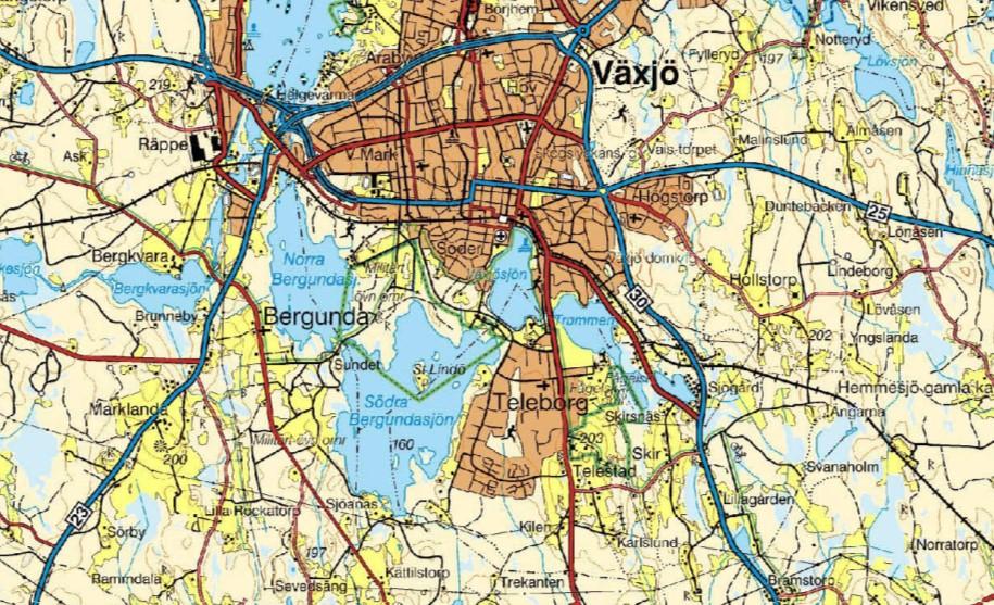 Utredningsområdena är cirka 1,5 och 1,2 hektar stora och är belägna i den södra delen av Växjö i stadsdelen Teleborg.