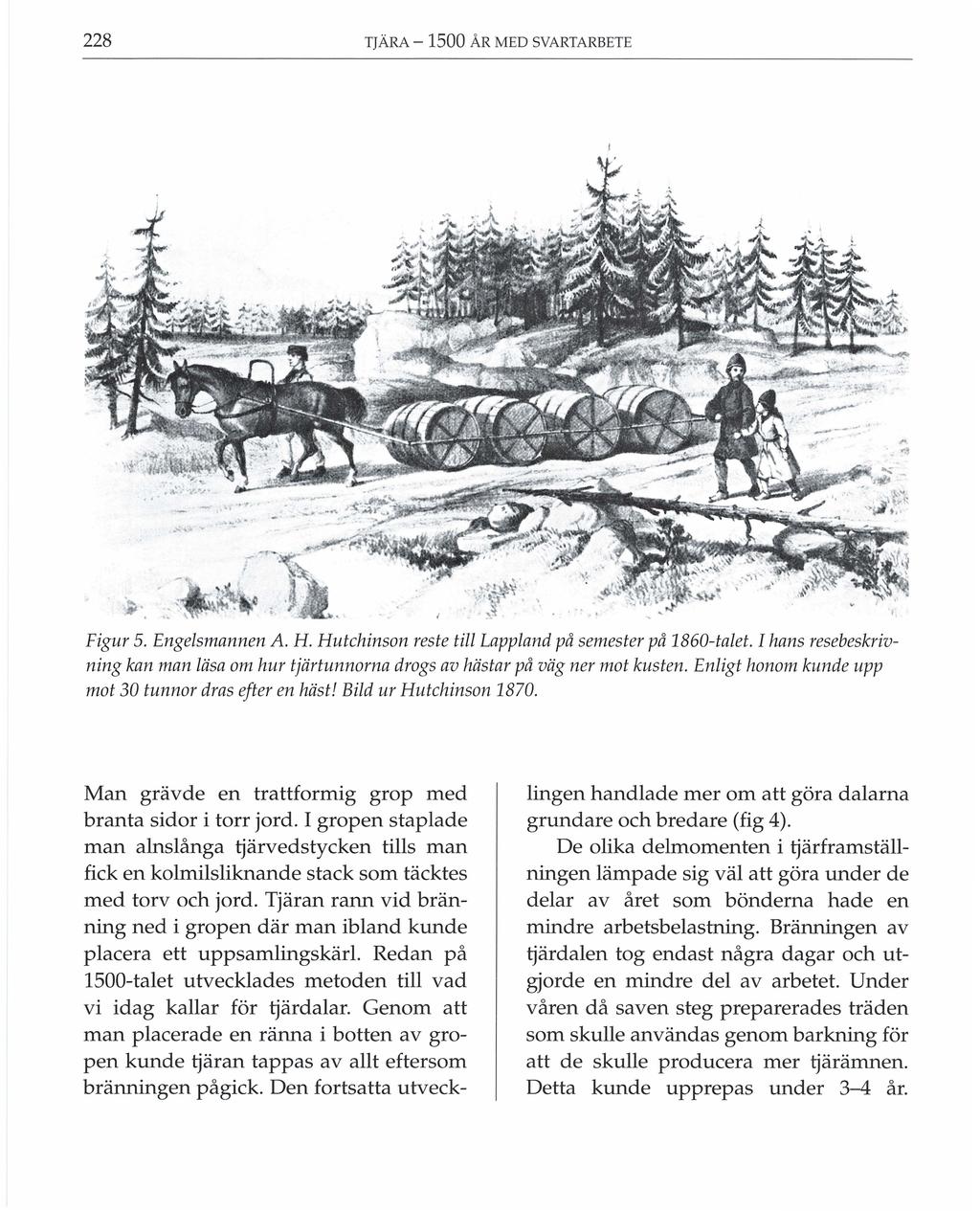 228 TJÄRA - 1500 ÅR MED SVARTARBETE Figur 5. Engelsmannen A. H. Hutchinson reste till Lapp/and på semester på 1860-talet.
