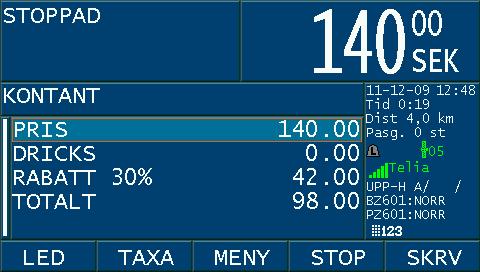 Minpris Används i vissa taxameterkonfigurationer där syftet är att priset aldrig skall understiga ett satt minpris, oavsett resans längd. Parametrarna för en minpristaxa hanteras i tariffprogrammet.