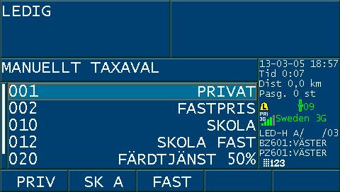 Val av fördefinierat värde i en multidroplista Val av värde kan göras med <Pil ner> och <Pil upp> följt av <OK> eller <Return>.