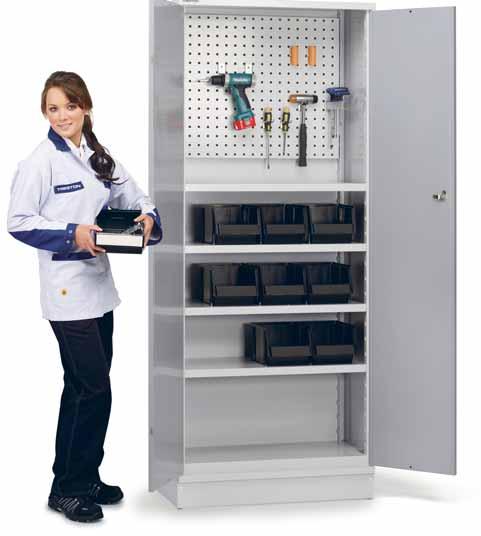 Yttermått: D x B x H: 423 x 800 x 2001 mm Extra hyllplan H 48 ESD Storlek 400 x 735 mm Upphängningsplåt RLHK 48 Storlek 735 x 600 mm Hyllskåp HK 100/180 ESD Två snygga och stabila stålskåp för