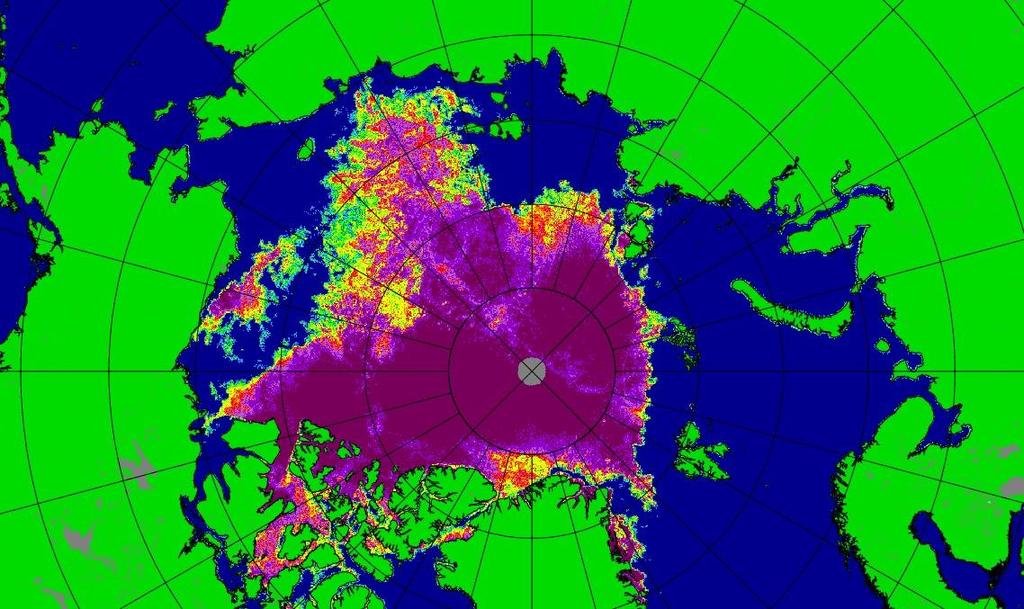 börjar det frysa på igen och vintern i Arktis är på antågande. Jag har bifogat två bilder nedan om hur det såg ut den första augusti jämfört med den 10:e september.
