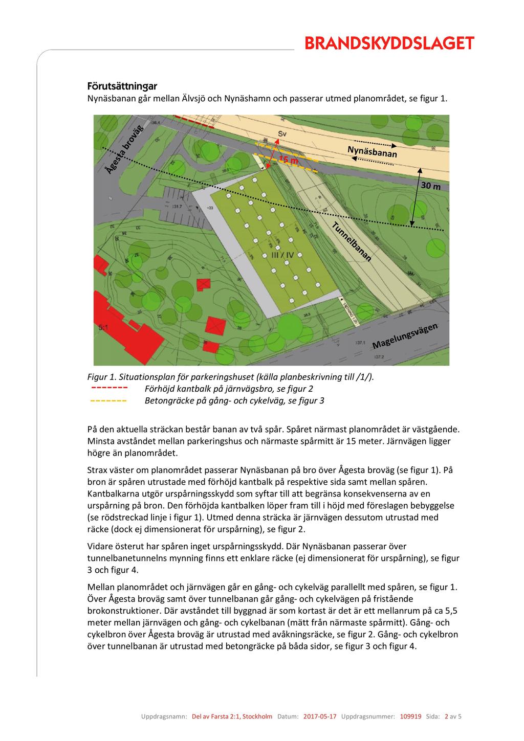 Förutsättningar Nynäsbanan går mellan Älvsjö och Nynäshamn och pass erar utmed planområdet, se figur 1. Figur 1. Situationsplan för parkeringshuset (källa planbeskrivning till /1/).