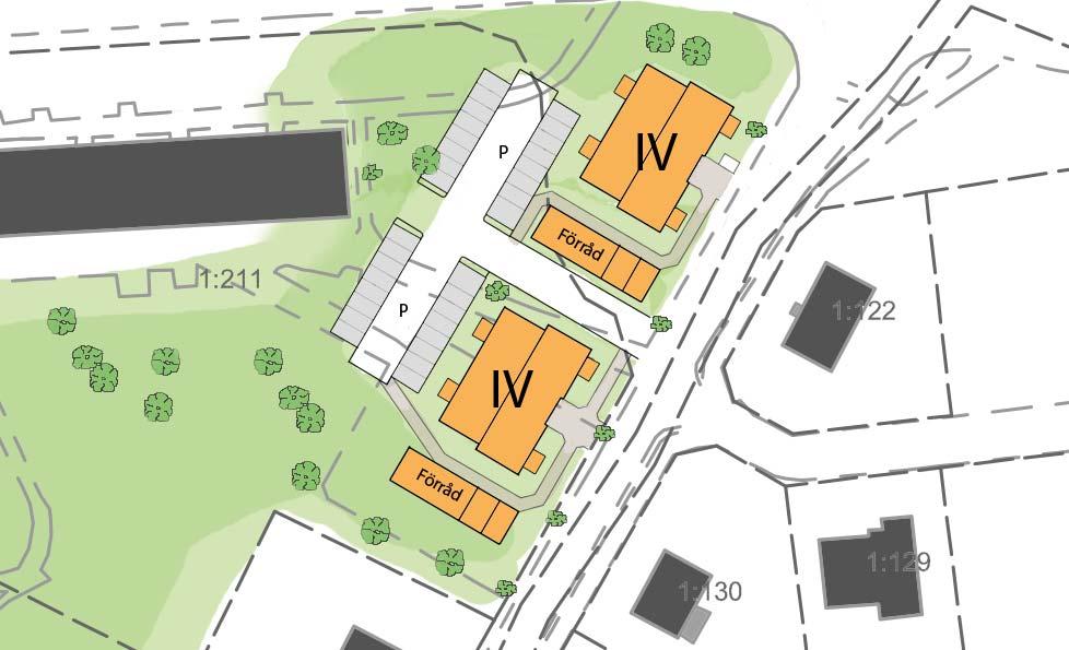 Eskilstuna kommun 13 (22) Område 2, Hagbyvägen Två flerbostadshus uppförs i korsningen Hagbyvägen/ Hagaholmsvägen. Husen kommer att uppföras i fyravåningar.