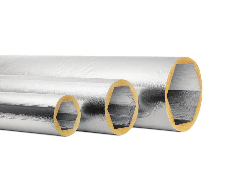 CR kanal h1 h2 Ød1 Ød2 w1 w2 CR kanaler är tillverkad av pressad glasull med ett utvändigt och invändigt diffusionstätt skikt av CR aluminiumfolie. Alla CR kanaler levereras i längder om 235 cm.