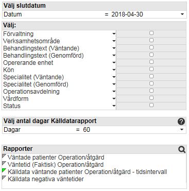 2.4.3 Rapport Källdata -Väntande patienter Operation/åtgärd inkl.