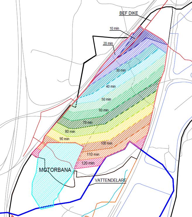 Tabell 3: Dimensionerande flöde för damm i Stadsdel 5 och 6, beräknat av maxflöde vid befintlig situation.
