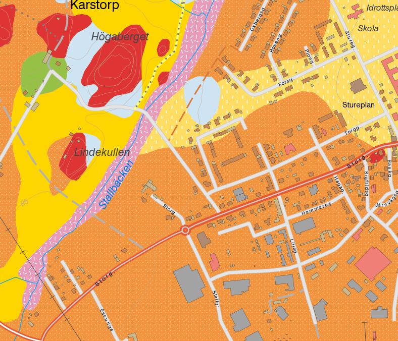 Stallahlm, Nssebr, Essunga Kmmun PM Geteknik 180423 4 MARKFÖRHÅLLANDEN Marken inm mrådet utgörs huvudsakligen av åkermark ch även delvis av skgsmark.