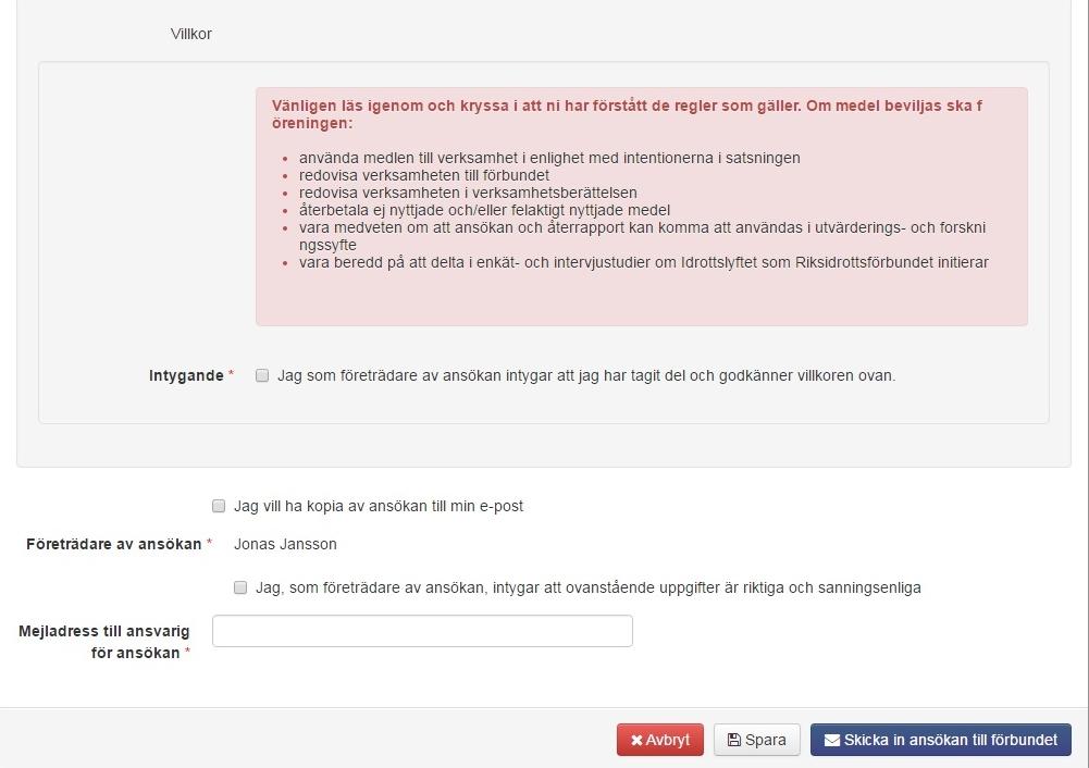 Rödmarkerad * är obligatorisk information att fylla i. Har du inte rätt behörighet så kommer bara alternativet spara finnas.