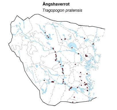 Ängshaverrotens beroende av järnvägar i Hälsingland Anders Delin Fynd av ängshaverrot. Karta framställd av Björn Wannberg.