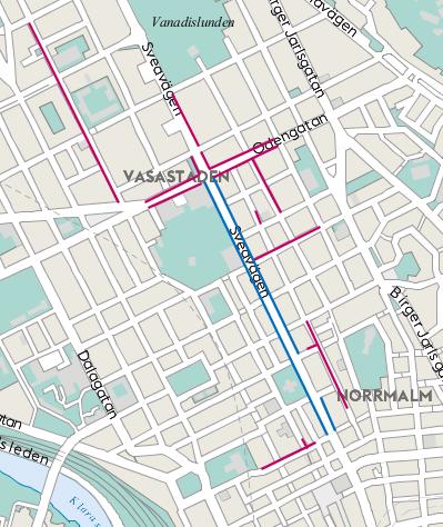 Sida 6 (6) Karta över möjliga växtbäddsrenoveringar inom tillrinningsområdet till Rådmansgatans tunnelbanestation.