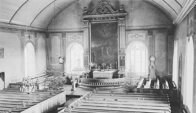 Foto Paul Boberg 1934, ATA. Fig. 111. Algutsboda kyrka, interiör mot koret 1937.