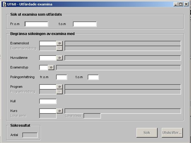 Bengt Reinholdsson 2007-05-04 STU-07-T-01 4 (16) 1 Inledning 1.1 Förutsättning I funktionen kan man söka ut examina inom ett visst poängintervall.