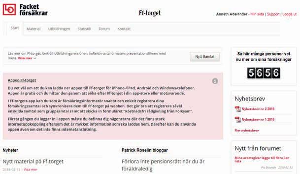 24 Ditt uppdrag Startsidan När du är inloggad på webben för försäkringsinformatörer kan du börja använda de olika delarna. Aktuellt material finns, som pdf, både för information och utbildning.