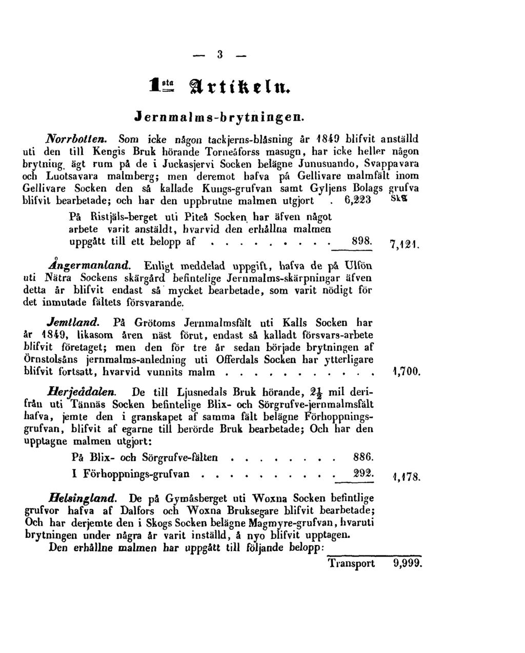 3 1 sta Artikeln. Jernmalms-brytningen. Norrbotten.
