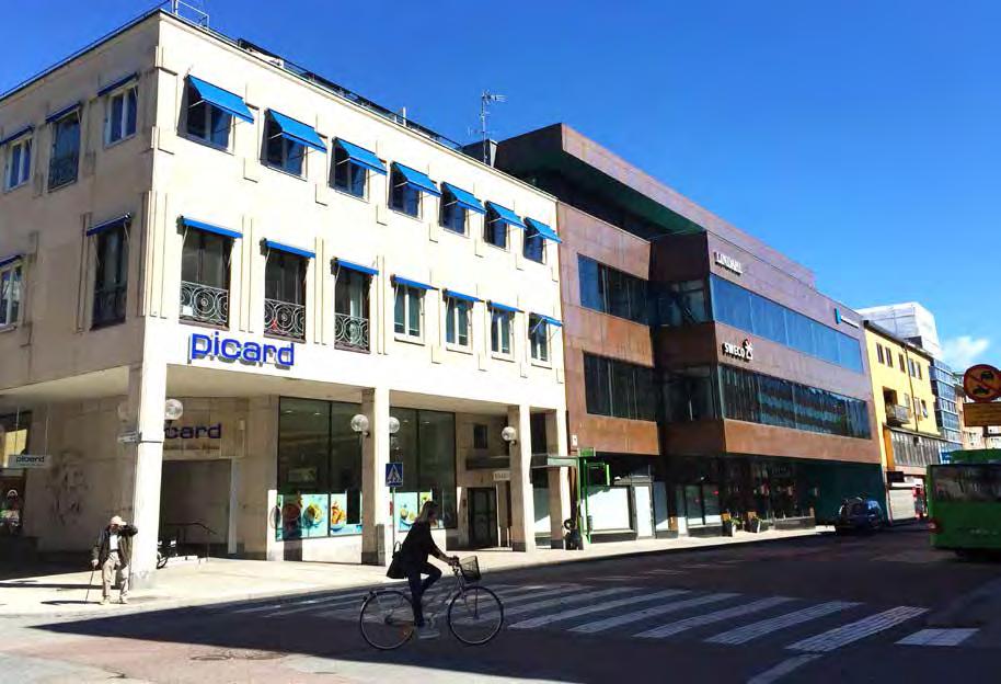Byggnaden vid Vaksalagatan har fått nya fasader med hög kvalitet som ger ett tillskott i stadsmiljön.