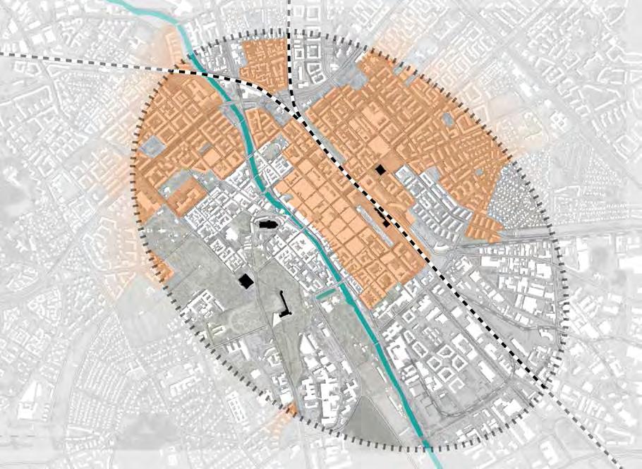 Karta som visar områden där det finns plats för att förändra och göra tillägg som höjer kvaliteten och berikar stadsmiljön.