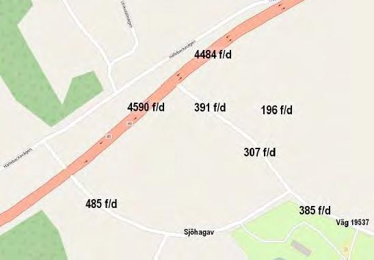 MOB 2013-8 Miljö- och byggnadsförvaltningen 21 2017-04-24, reviderad 2017-08-08 ANTAGANDEHANDLING Trafikräkningar har utförts 2015 av Trafikverket på RV 40.