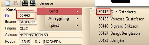 Funktionen Senaste sorterar nu åter den senast framsökta kunden överst i menyvalet. (51531) Kunddialogen, flik Betalningsuppgifter.