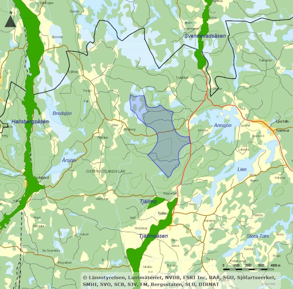 PM Hydrologi och hydrogeologi 7 (11) Figur 3. Grundvattenförekomster (klargrön färg) i närheten av projektområdet för vindkraftsparken. Källa VISS.