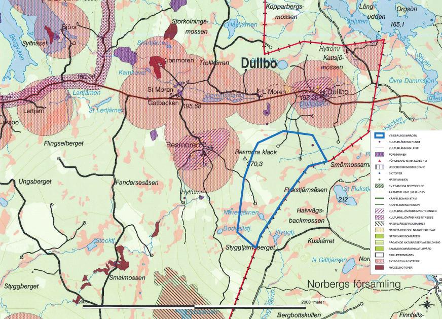 sydväst om området. Inga friluftsintressen finns dokumenterade. Närmsta bostadshus ligger vid Högberget, cirka 600 meter bort. Området gränsar till Hedemora kommun och till Norbergs kommun.