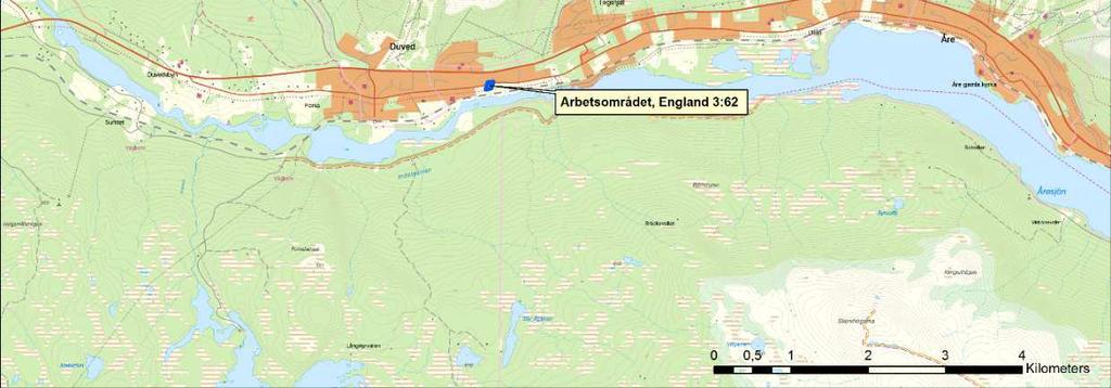 Fastigheten England 3:62 är i sin helhet belägen inom geometrin för Åre 311:1 som utgörs av en uppgift om placeringen av det medeltida ödesbölet Trygen.