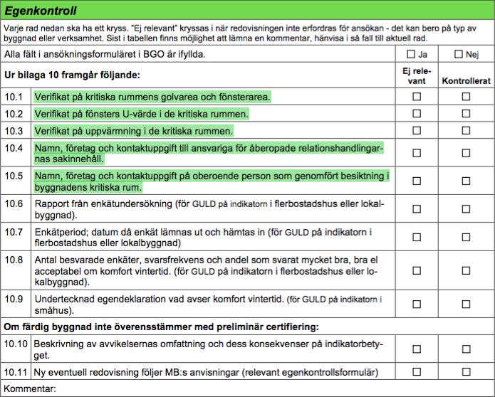 Figur 30, Verifieringsindikatorer för termisk klimat vinter (SGBC, 2016) 8.2.7.