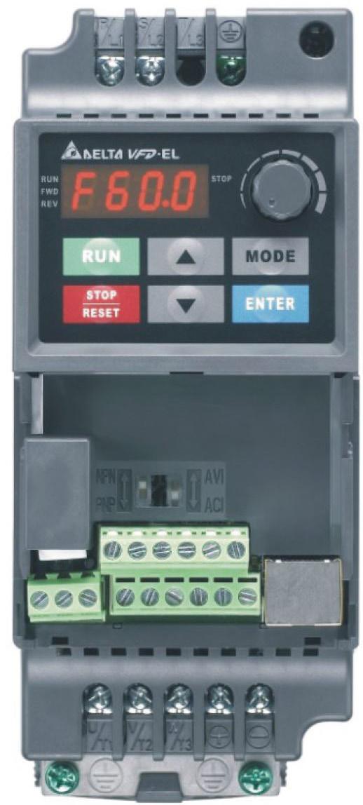 Kopplingsschema för en motor A A A Nätanslutning G B B Kontrollpanel C NPN/PNP F D AVI/ACI C D E Kopplingsplint F RS485 ()