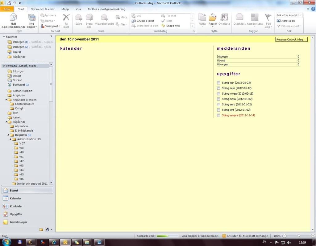 Grunderna i Outlook 2010 Outlook 2010 används för e-post och tidsplanering. Den här handledningen är till för Dig som tidigare använt ett annat e-postsystem.