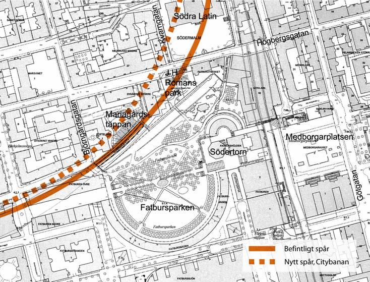 2 (11) Befintliga och tillkommande spårdragningar UTLÅTANDE Bakgrund Planarbete pågår för utbyggnad av järnvägsförbindelse i tunnel genom Stockholms innerstad, den sk Citybanan.