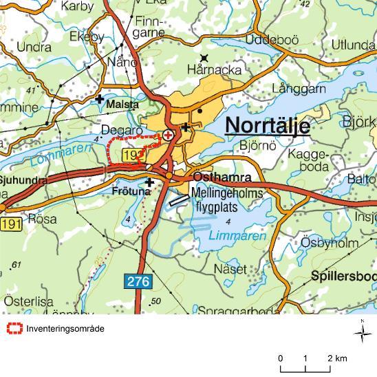 1. Inventeringsområdet ligger i anslutning till Norrtälje tätort, sydväst