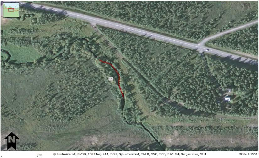 Elfiskelokalens avstånd till uppströms liggande sjö (km). Saknas sjö uppstr.