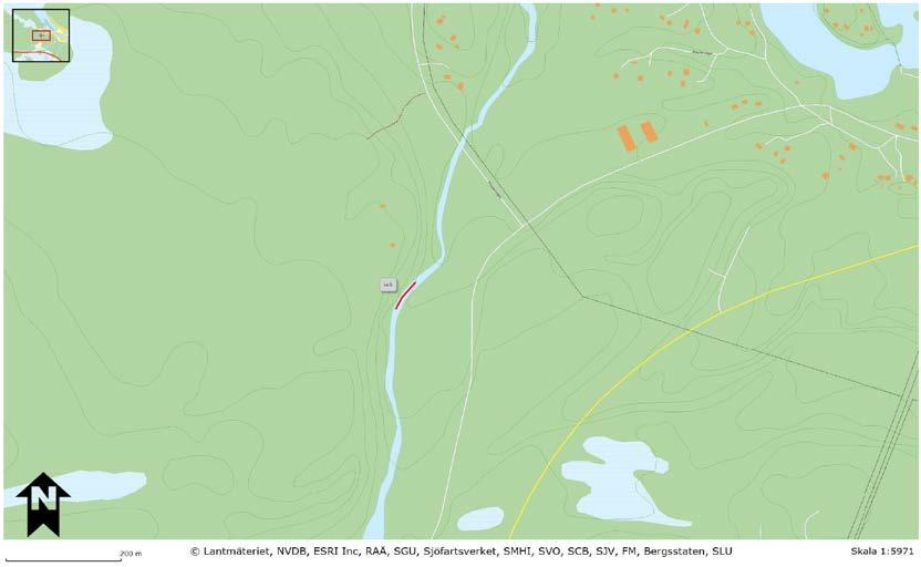 Elfiskelokalens avstånd till uppströms liggande sjö (km). Saknas sjö uppstr.