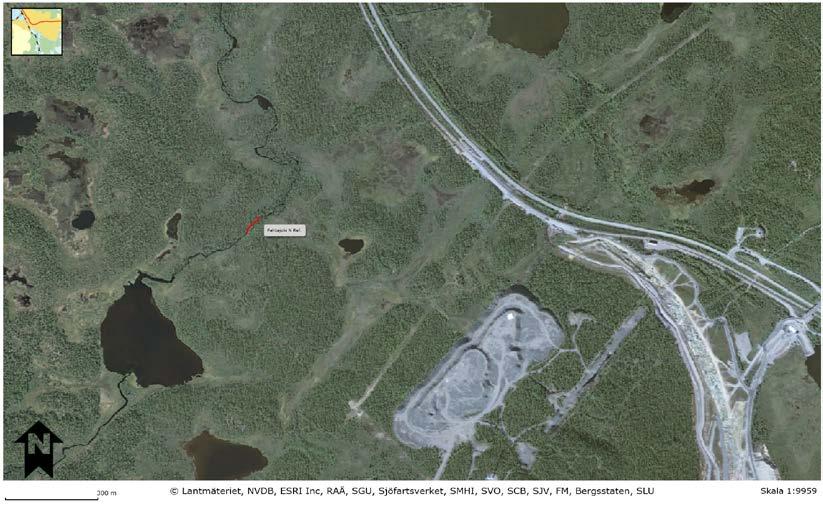 Elfiskelokalens avstånd till uppströms liggande sjö (km). Saknas sjö uppstr.