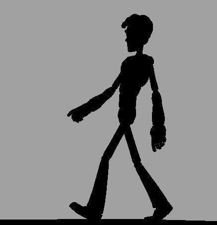 Figur 6 Exempel på lit mode och hur det användes. Silhuetterna illustrerar också contact pose och pass pose, höger respektive vänster i bild.