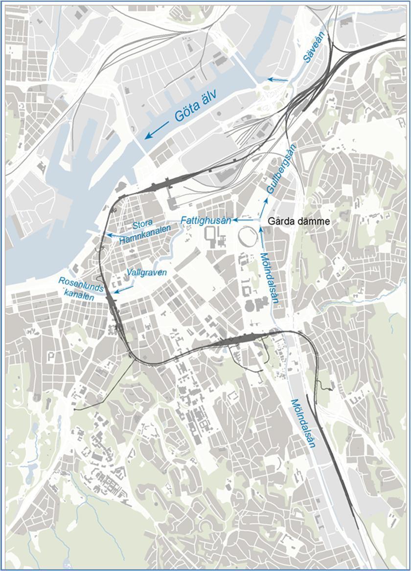 Vattenförekomst Ekologisk status Kemisk status Säveån Gullbergsån Mölndalsån Rosenlundskanalen Göta älv Nuvarande status Måttlig ekologisk status Måttlig ekologisk status