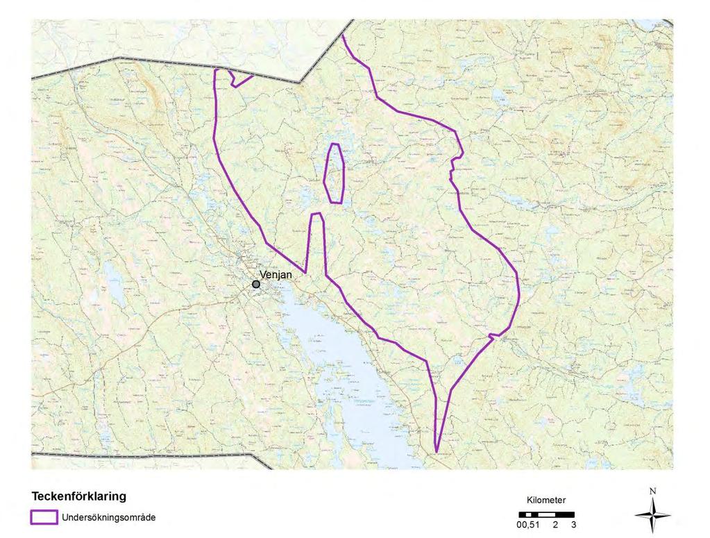 OMRÅDE L Område A är beläget väster om randbergen. Området är relativt lågt beläget (ca 100 m högre än Venjansjön sydväst om området) och flackt.