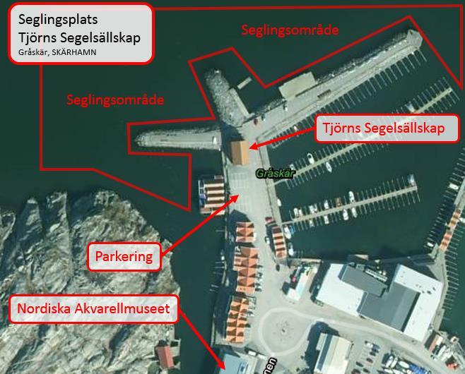 Seglingsplats Skärhamn Vägbeskrivning till TjSS: Kör väg 160 mot Orust och Tjörn.