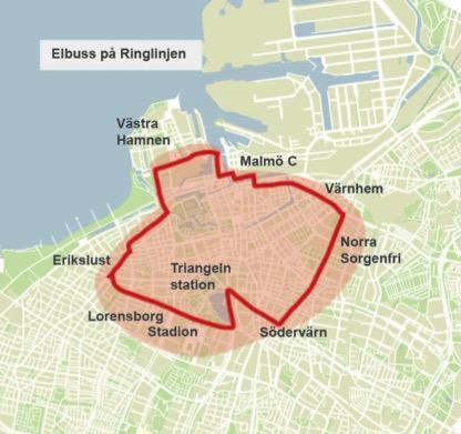 Linje 3 Buss med eldrift på Ringlinjen Bussar med eldrift (exempelvis slide in-teknik) införs på ringlinje 3 som går via Malmö C via bussterminalen Värnhem, Södervärn och via Erikslust, Västra Hamnen