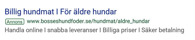 att köpa det du erbjuder (för kunden har redan gått vidare för att läsa något annat). Rubriksättningen är med andra ord den viktigaste delen i en text eller annons. Ett exempel.