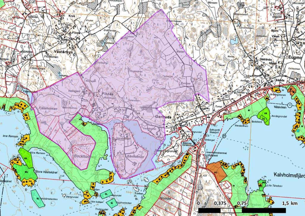 7 (10) Larsmo strandgeneralplan har vunnit laga kraft 2013. 4.2.4 Detaljplaner 4.2.5 Byggnadsordning Figur 7. Larsmo strandgeneralplan i förhållande till planområdet.